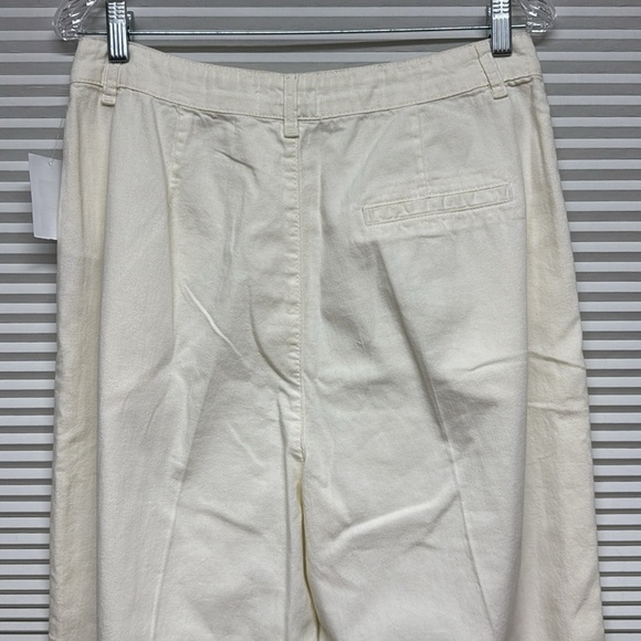 FRAME NWT Ecru Ivory High Waist Wide Leg Denim Pleated Front Chino Pants - Picture 5 of 12